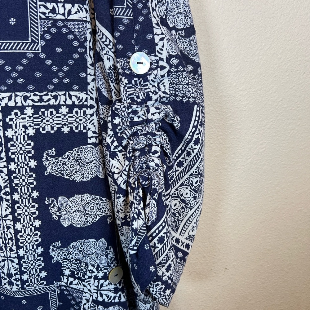 John Mark Navy Blue and White Patchwork bandanna … - image 4